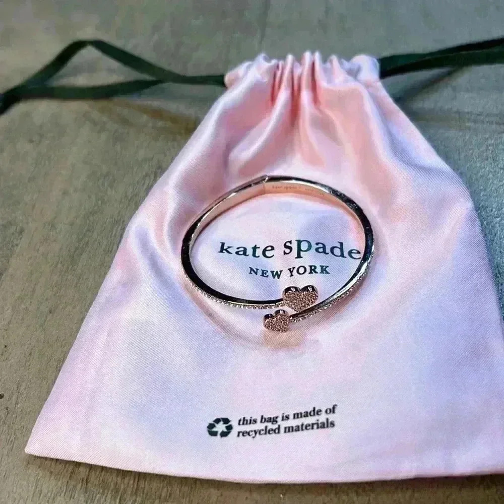 Kate Spade hinged bracelet, rose gold with rhinestones - Picture 1 of 4